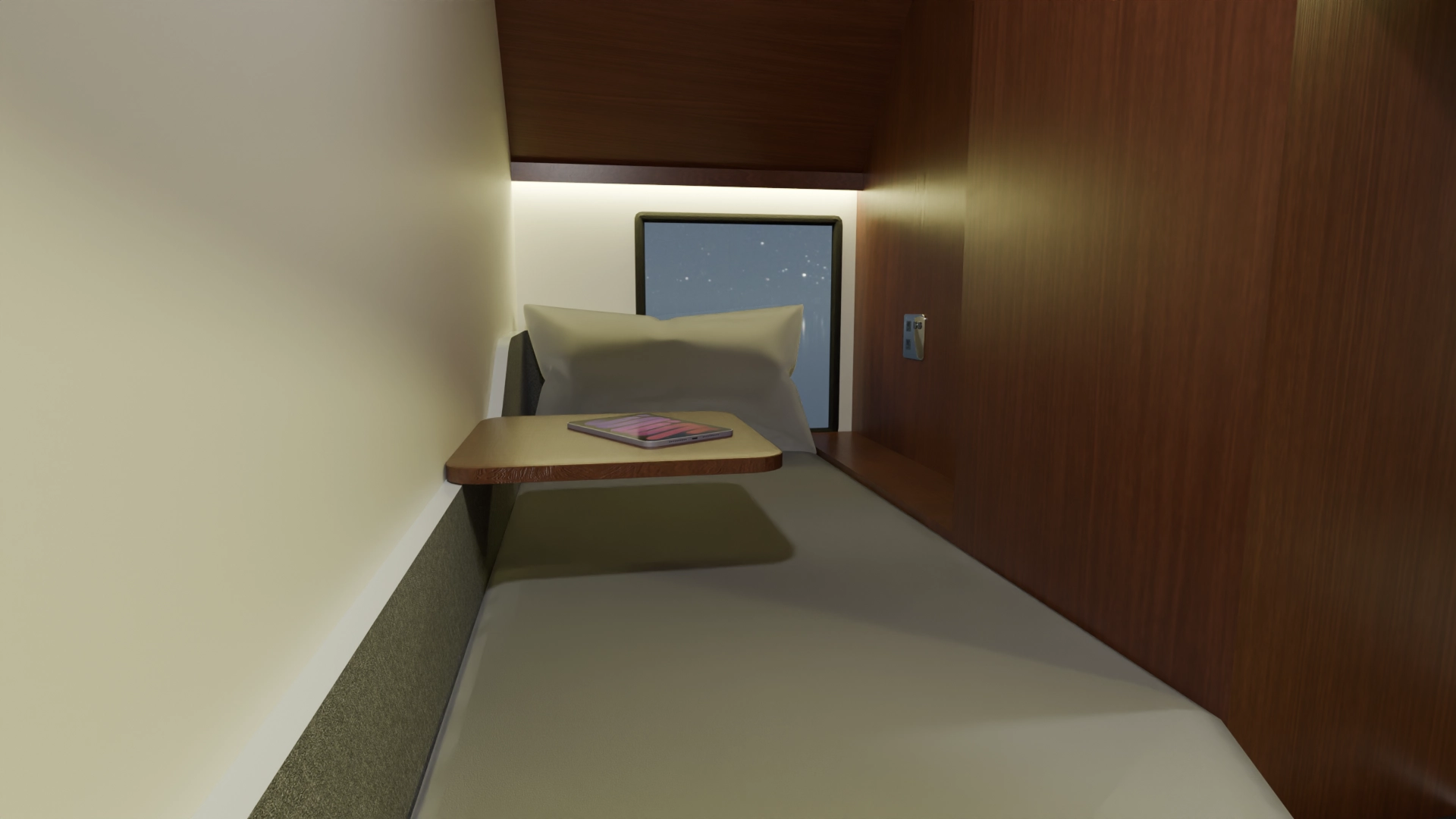 Computer rendering of private sleeping cabin concept.