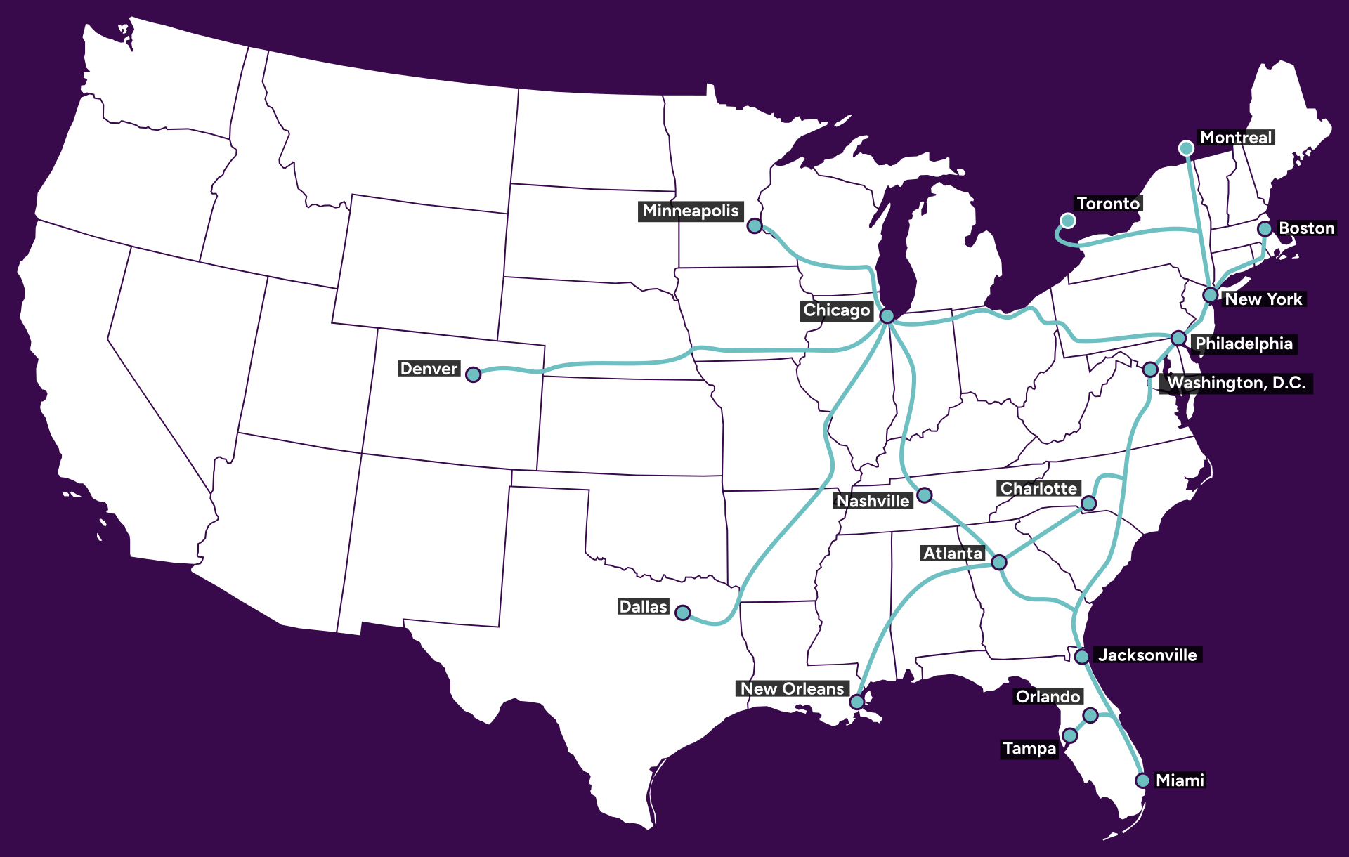 A map of Lunatrain's railroad system vision.