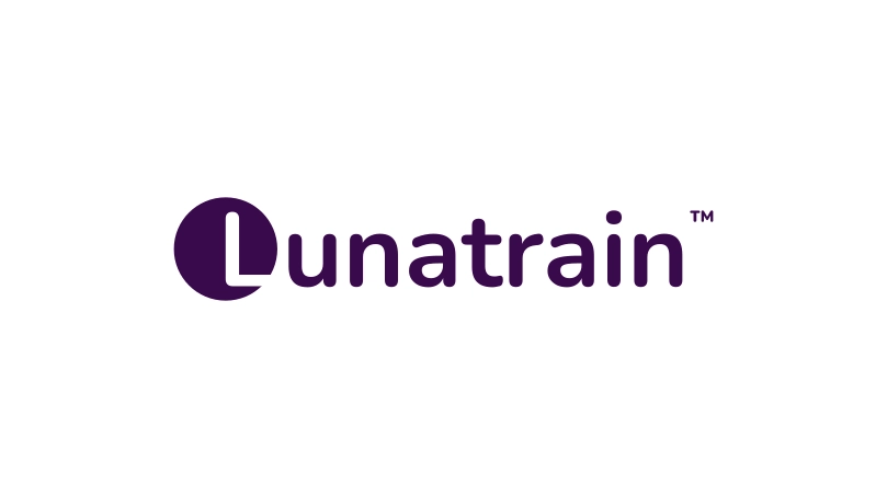 Lunatrain logo in purple on a white background.