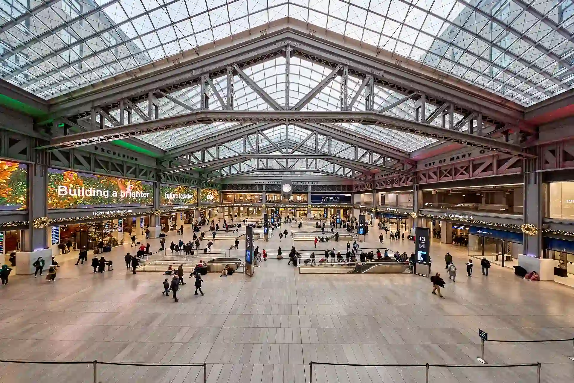 A photograph of Moynihan Train Hall in New York City.